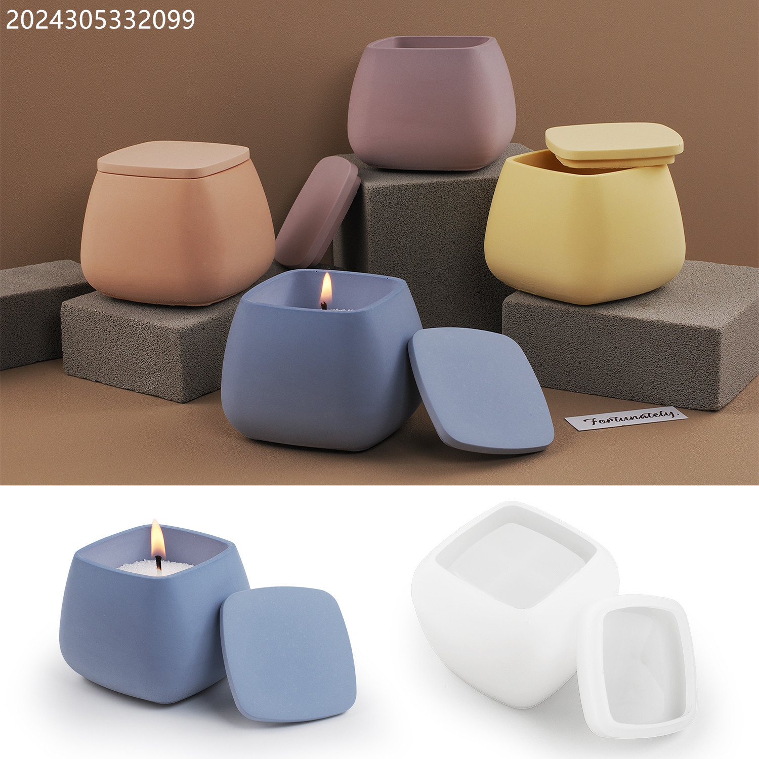 Candle Making Jars With Lids - قالب سيليكون لصنع أكواب الشموع المربعة