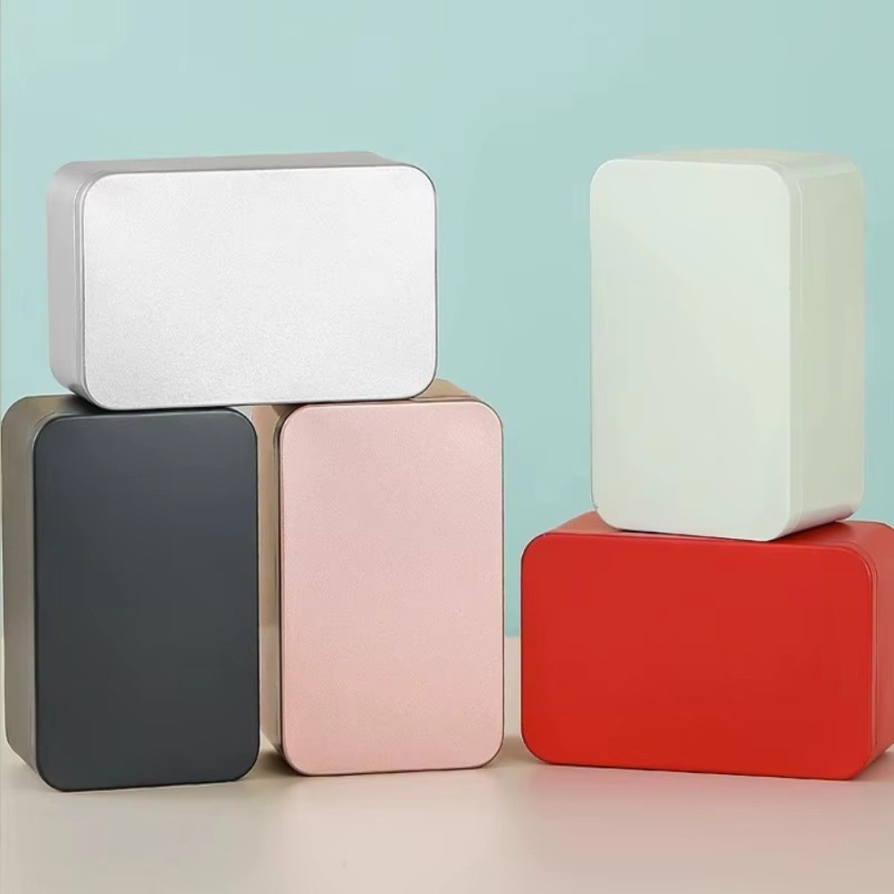 Tin Container Lid - علبة معدنية جديدة بلون موحد مع